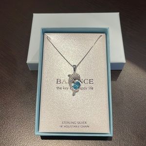 Sterling Silver Dolphin Charm Necklace with 18” Adjustable Chain